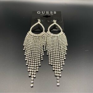 Guess silver tone Crystal Chandelier Earrings